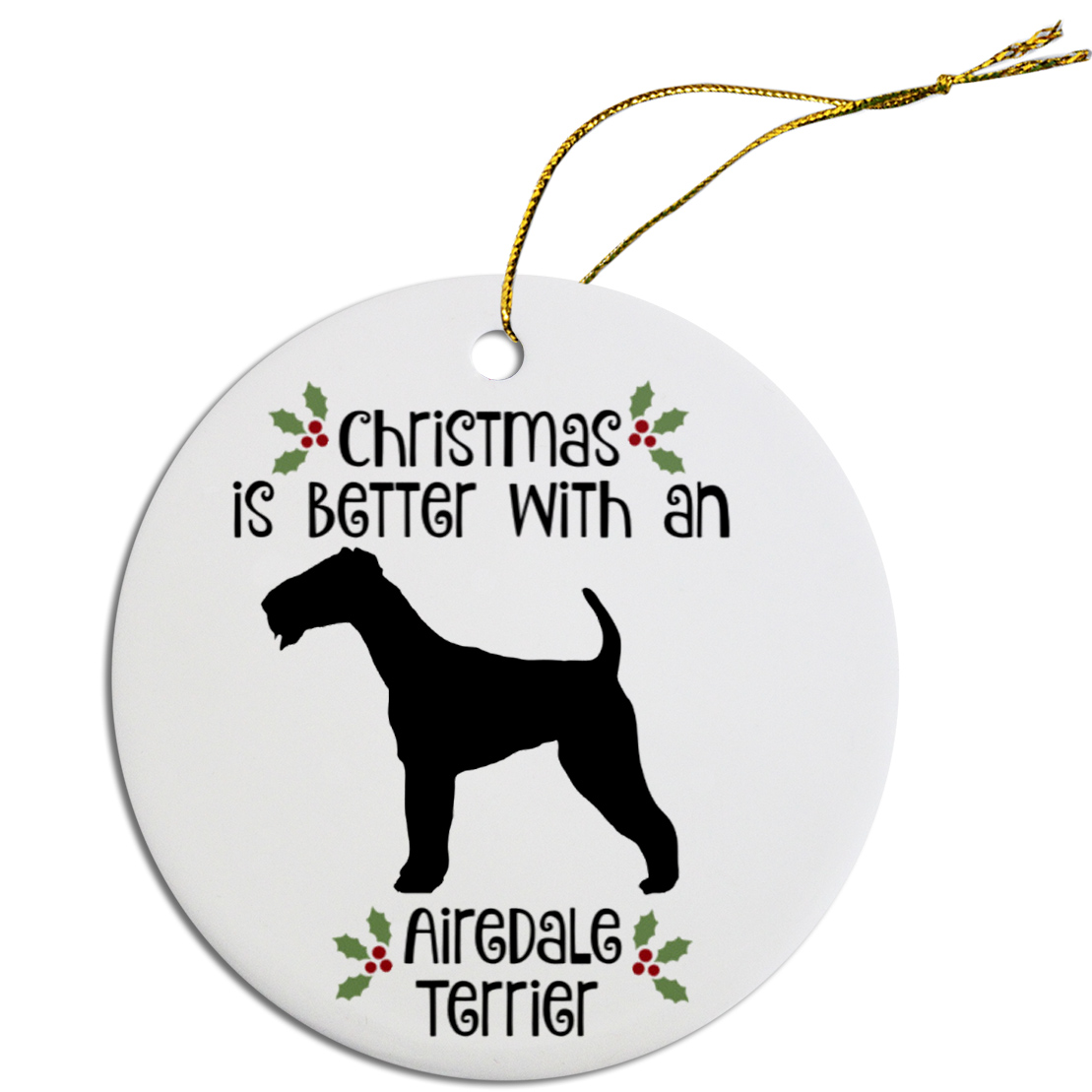 Breed Specific Round Christmas Ornament Airedale Terrier